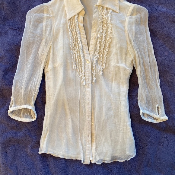 Zara Dressy 3/4 Sleeve Off White Blouse - Picture 3 of 9